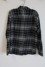 Hollister Dark Gray Plaid Flannel | M