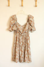 NEW Pretty Little Thing Sage Green Leopard Print Short Puff Sleeve Shift Dress | 4