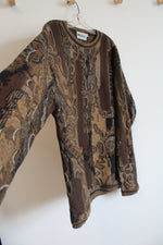 Megalos Vintage Brown Retro Print Sweater | XL Tall