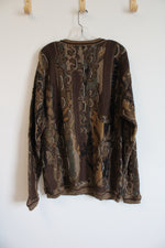 Megalos Vintage Brown Retro Print Sweater | XL Tall