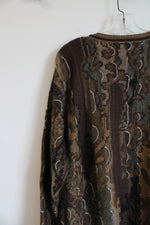 Megalos Vintage Brown Retro Print Sweater | XL Tall