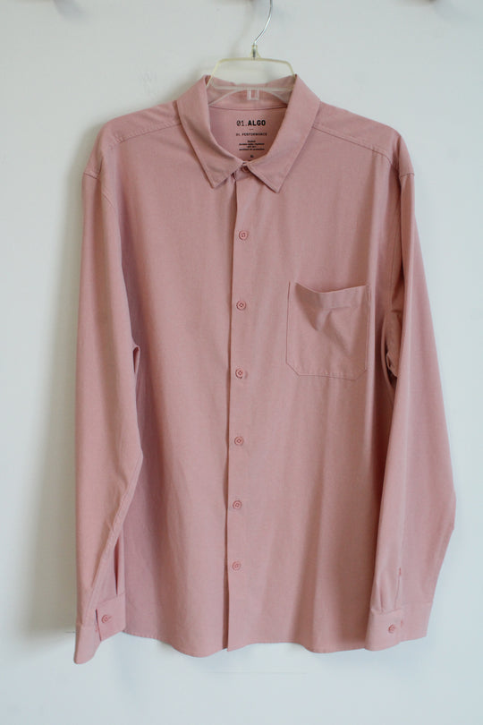 01. Algo Performance Stretch Rose Tan Button Down Water Repellant Shirt | XL