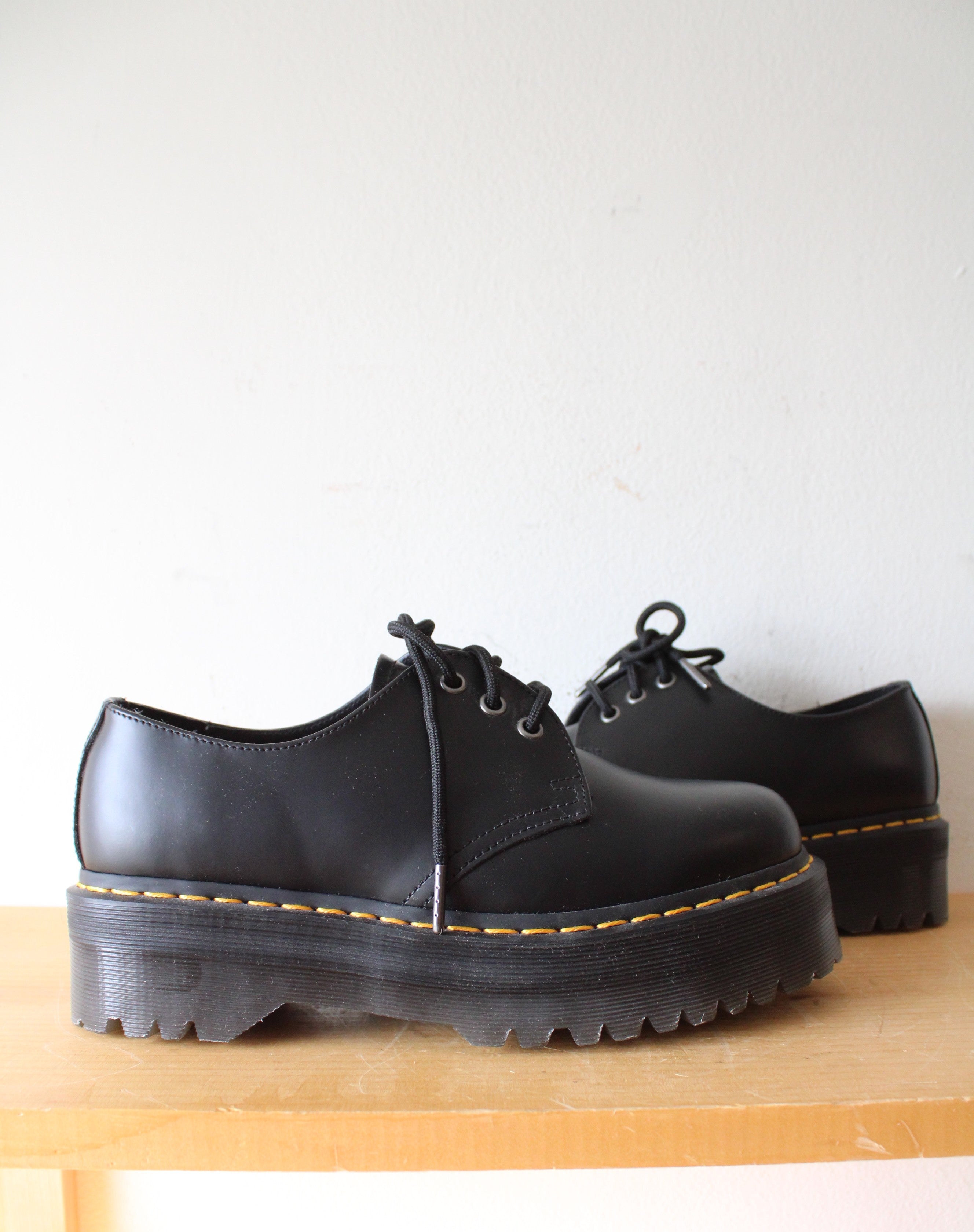 Dr. Martens Black 1461 Quad Platform Black Shoes | Size 8M/9L