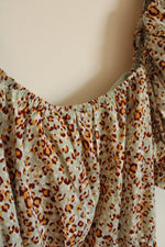 NEW Pretty Little Thing Sage Green Leopard Print Short Puff Sleeve Shift Dress | 4