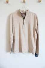 NEW George Cream Quarter Zip Pullover Sweatshirt | S