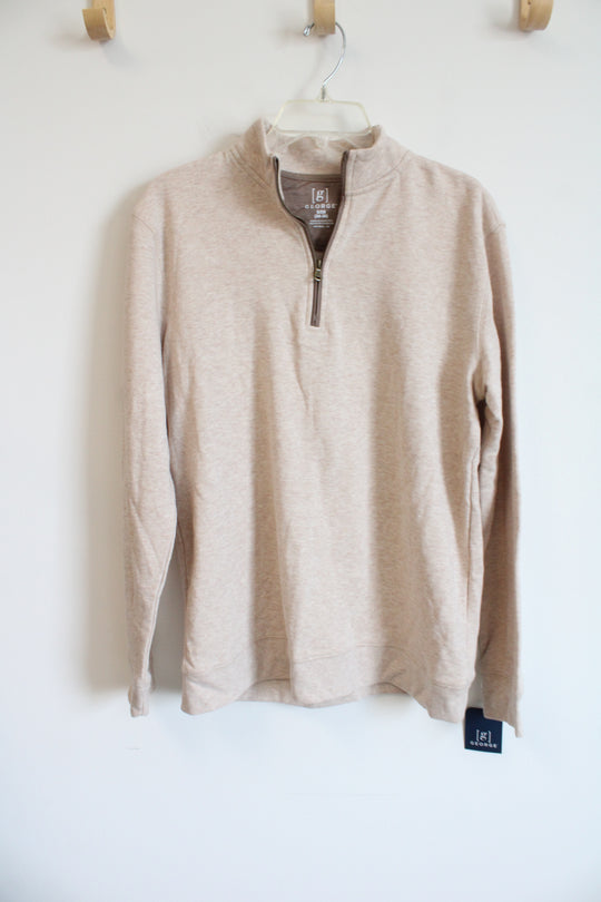 NEW George Cream Quarter Zip Pullover Sweatshirt | S