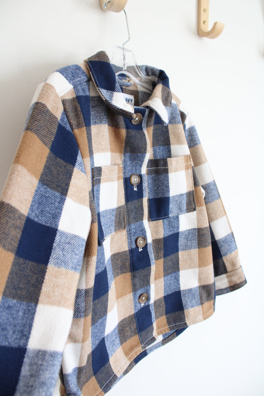 Old Navy Blue & Tan Plaid Jacket | Youth S (6/7)