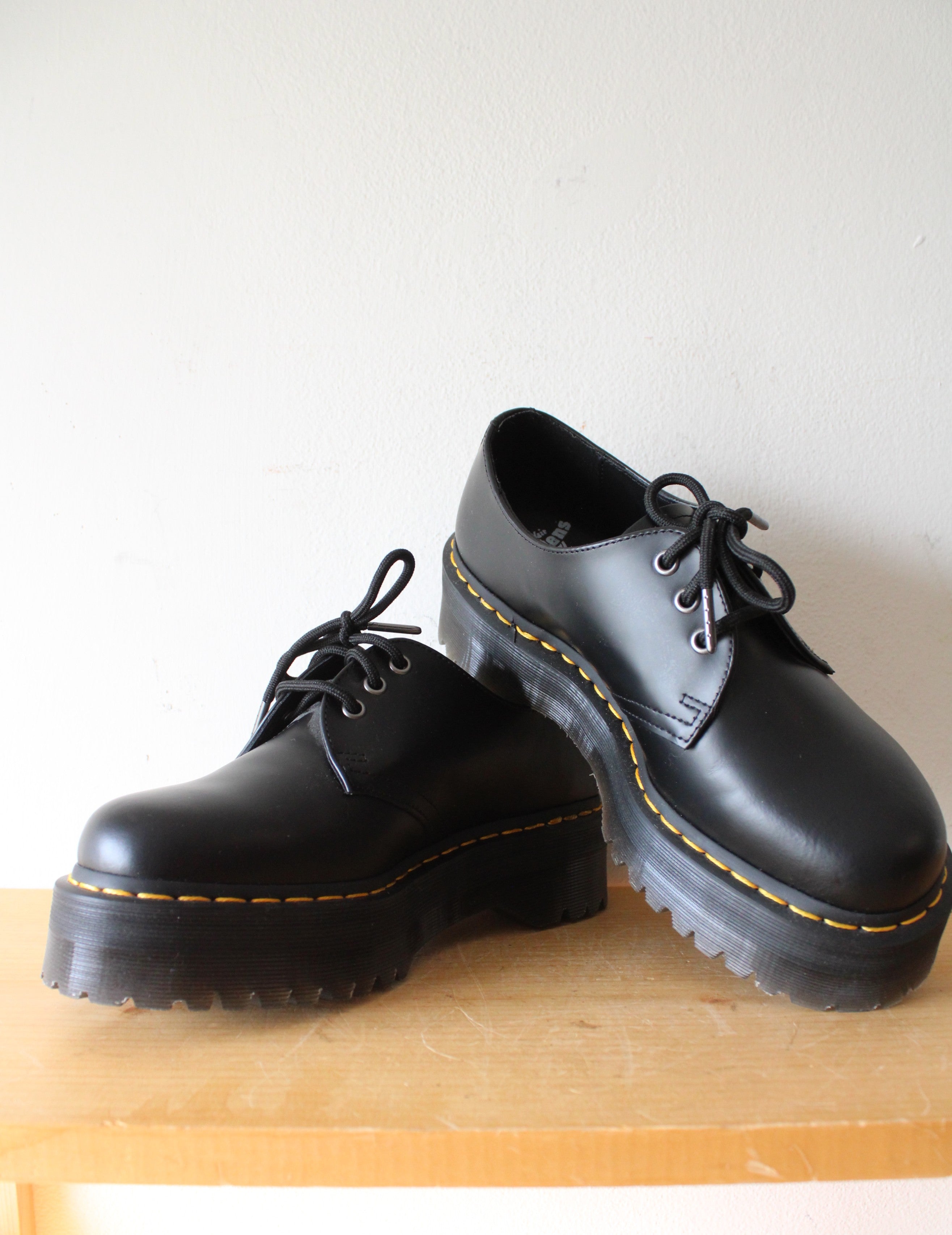 Dr. Martens Black 1461 Quad Platform Black Shoes | Size 8M/9L