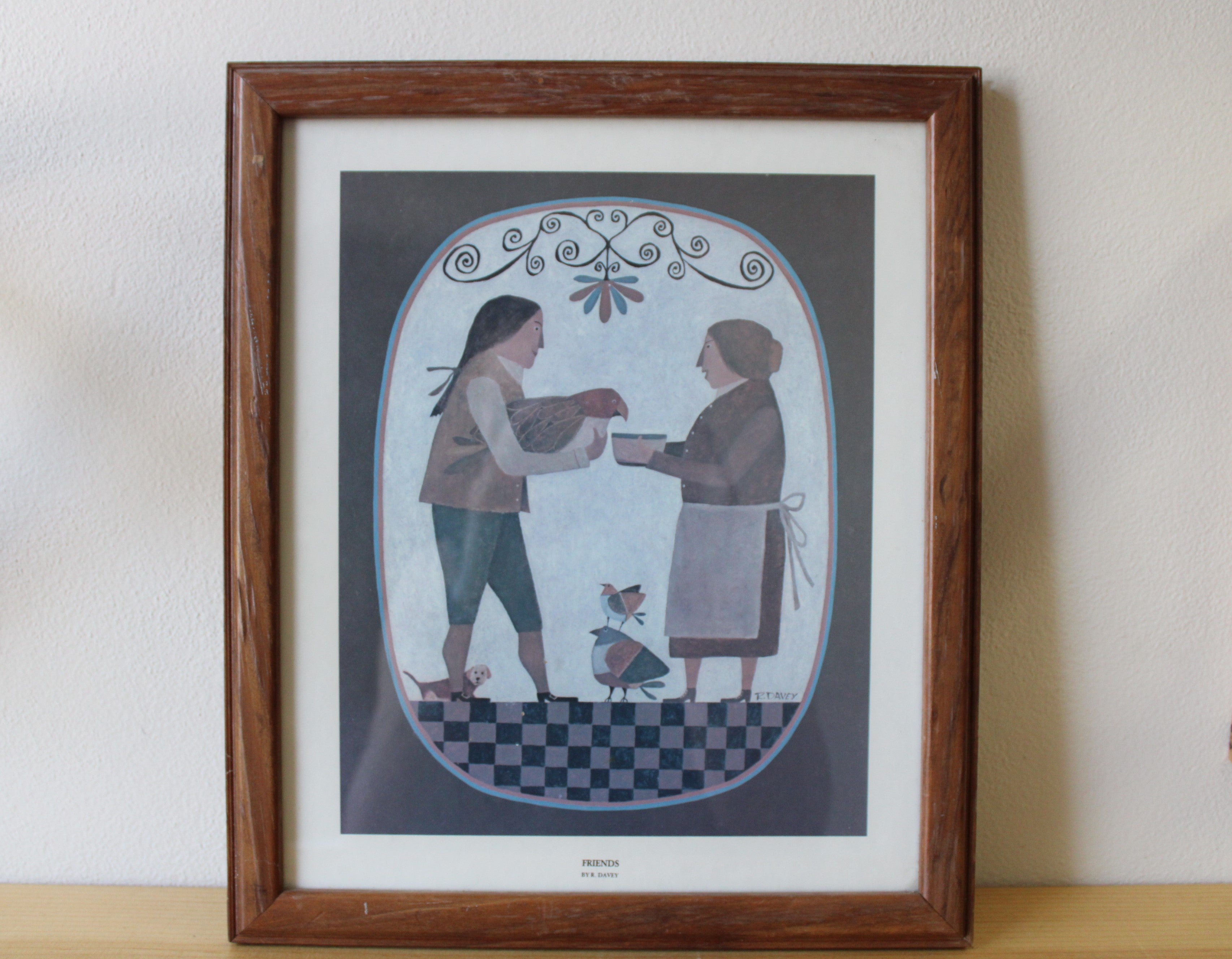 Friends By R. Davey Wooden Framed Art Print | 10X12"