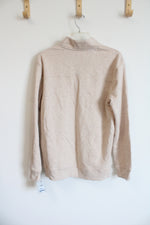 NEW George Cream Quarter Zip Pullover Sweatshirt | S