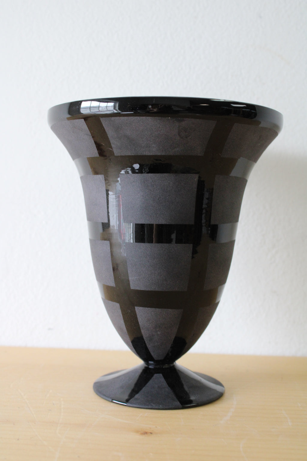 Black Glazed Striped Glass Vase