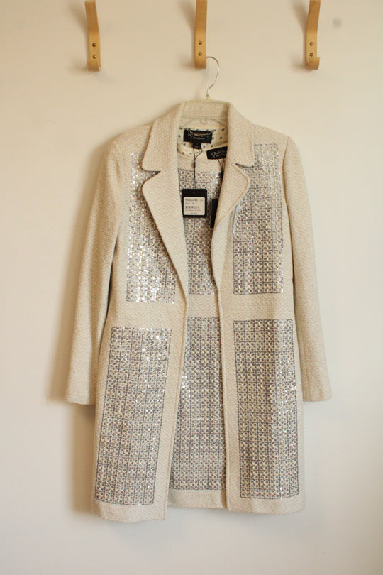 NEW St. John Couture Cream Multi Tweed Sequin and Beaded Coat & Dress Set | 6