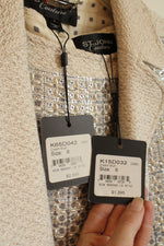 NEW St. John Couture Cream Multi Tweed Sequin and Beaded Coat & Dress Set | 6