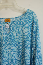 Ruby Rd. Tropical Blue Print Blouse | 2XL