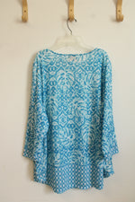 Ruby Rd. Tropical Blue Print Blouse | 2XL
