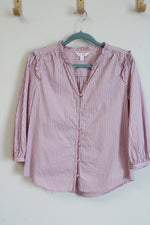 Lauren Conrad Striped Button Down Cotton Top | M