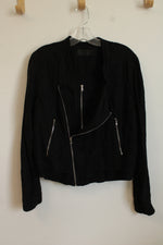 Blank NYC Black Bomber Jacket with Zippers | S