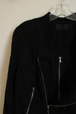 Blank NYC Black Bomber Jacket with Zippers | S