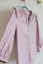 Lauren Conrad Striped Button Down Cotton Top | M