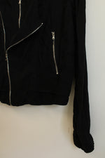 Blank NYC Black Bomber Jacket with Zippers | S