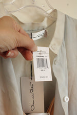 NEW Oscar De La Renta Ivory Multi Floral Print Long Sleeve Button Down Maxi Dress with Beige Camisole | 10