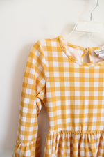 Rare Editions Yellow & White Plaid Pumpkin Sequined Dress | Youth 10