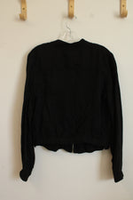 Blank NYC Black Bomber Jacket with Zippers | S