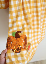 Rare Editions Yellow & White Plaid Pumpkin Sequined Dress | Youth 10