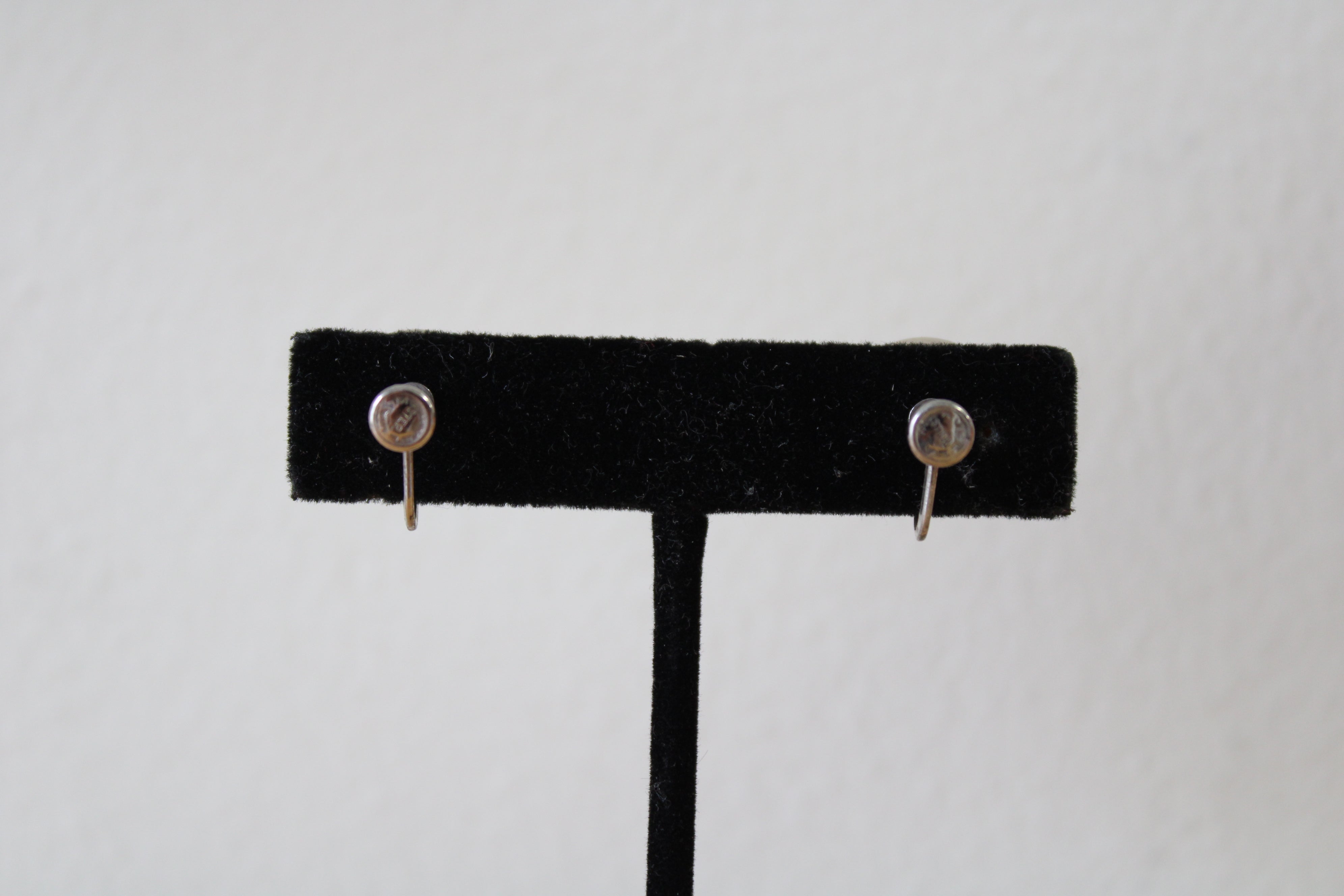 Faux Tan Pearl Screwback Sterling Silver Earrings
