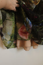 NEW Oscar De La Renta Ivory Multi Floral Print Long Sleeve Button Down Maxi Dress with Beige Camisole | 10