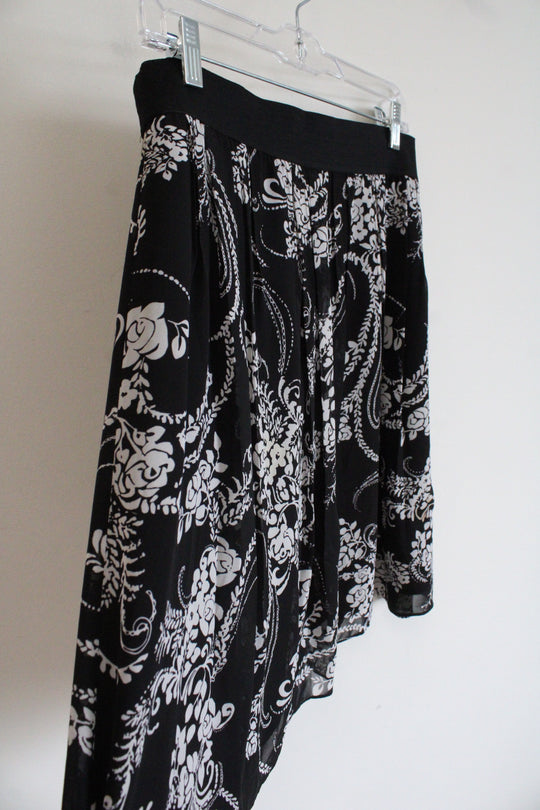 White House Black Market Black & White Floral Skirt | M