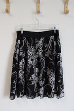 White House Black Market Black & White Floral Skirt | M