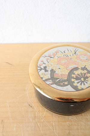 The Art Of Chokin 24K Gold Edged Etched Small Black Covered Container