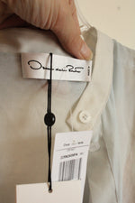 NEW Oscar De La Renta Ivory Multi Floral Print Long Sleeve Button Down Maxi Dress with Beige Camisole | 10