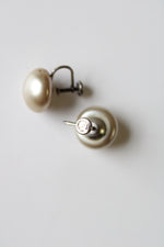 Faux Tan Pearl Screwback Sterling Silver Earrings