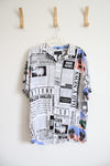 NEW No Boundaries Newspaper Print Button Down Shirt | L