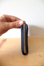 NEW Coach Signature Debossed Patent Leather Midnight Blue Accordion Zip Wallet