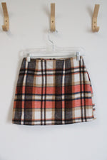 Altar'd State Orange Brown & White Plaid Skirt | XS