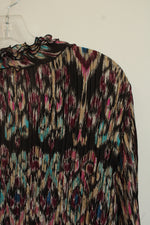CJ Banks Multi Colored Sheer Ruffled Front Blouse | 3XL