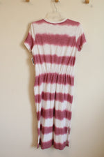NEW Old Navy Pink and White Tie- Dye Short Sleeve Midi Dress | M