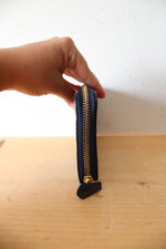 NEW Coach Signature Debossed Patent Leather Midnight Blue Accordion Zip Wallet