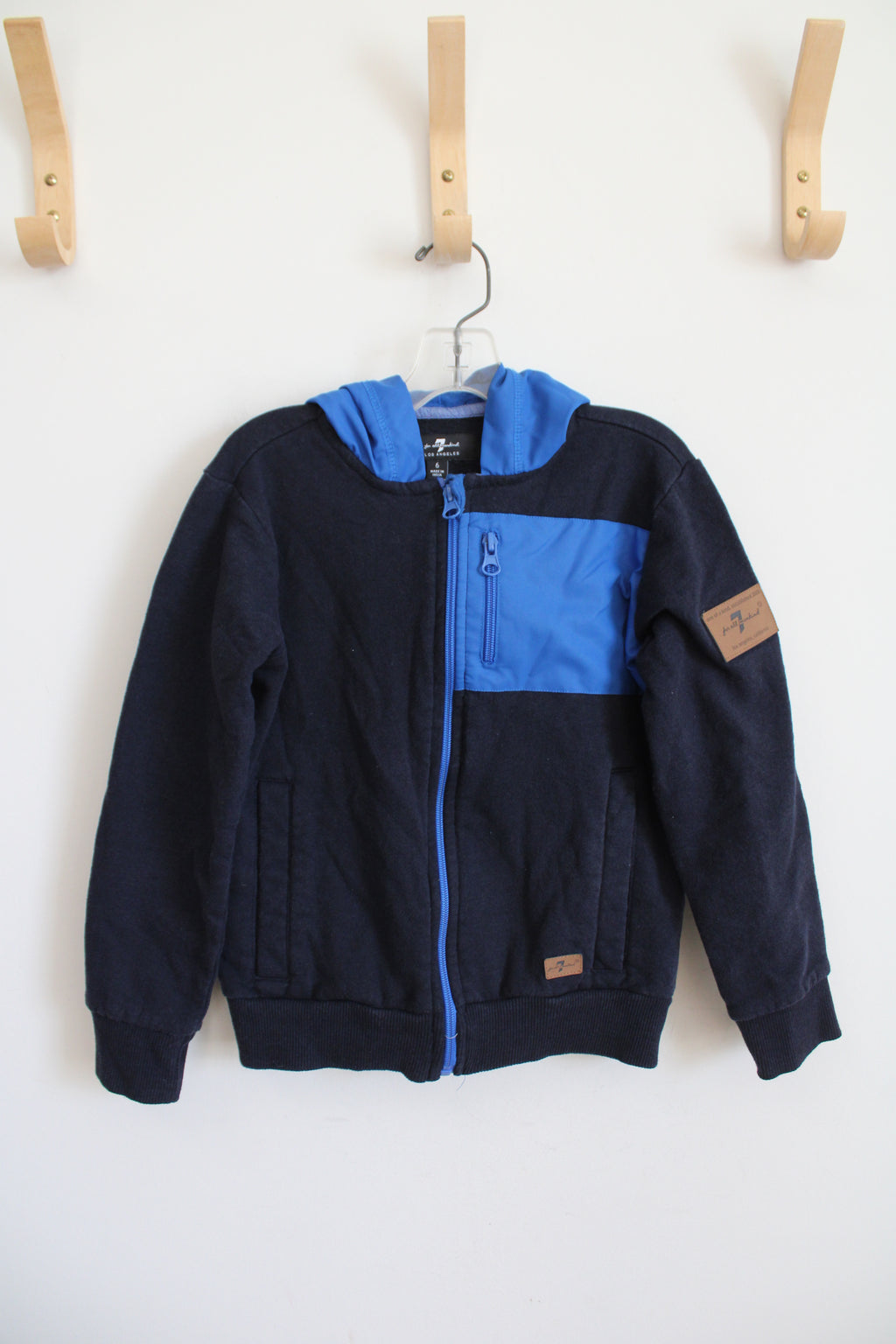 7 For All Mankind Blue Color Blocked Fleece Lined Jacket | Youth 6