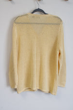 C.J. Banks Butter Yellow Crocheted Cardigan Sweater | 2X