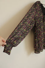 Skye's The Limit Black & Mauve Floral Long Sleeve Blouse | XL