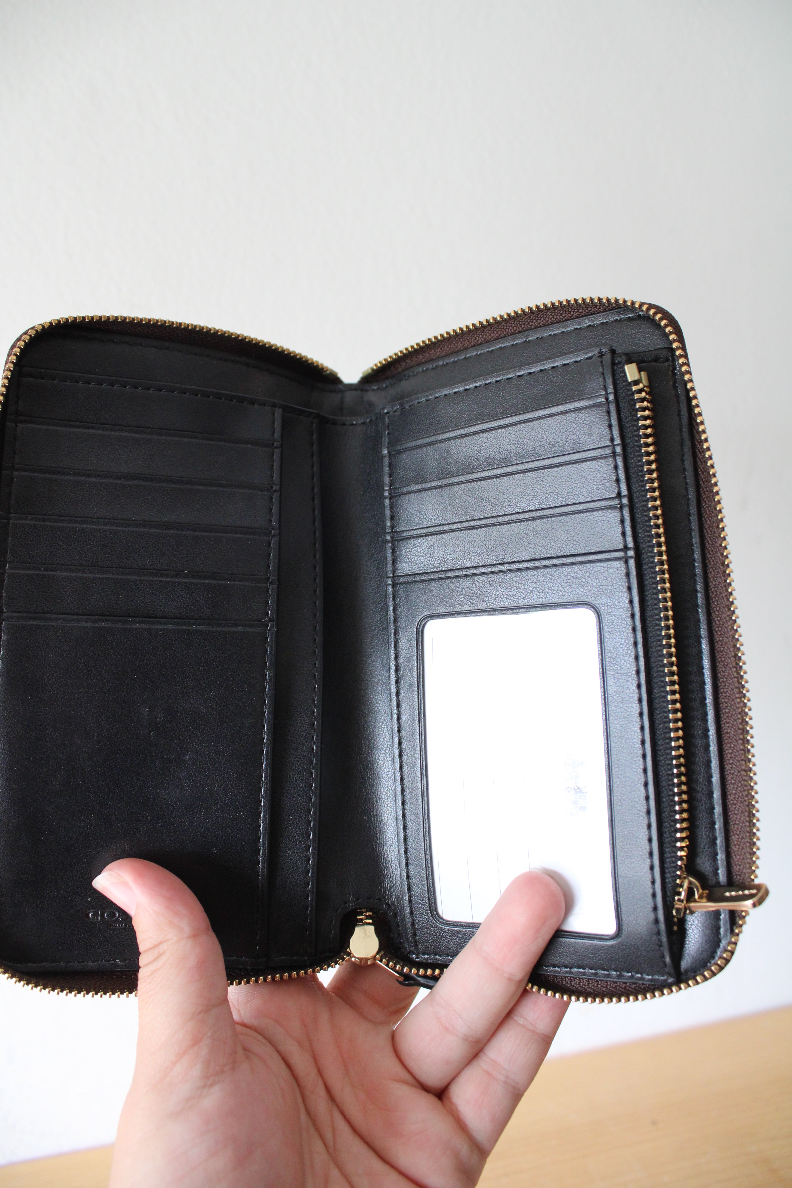 Coach Signature Brown Medium ID Corner Zip Wallet