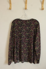 Skye's The Limit Black & Mauve Floral Long Sleeve Blouse | XL