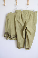 JM Collection Green Embroidered Beaded Capri & Jacket Set | 16