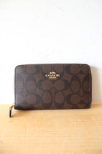 Coach Signature Brown Medium ID Corner Zip Wallet