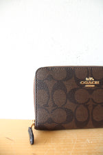 Coach Signature Brown Medium ID Corner Zip Wallet