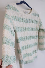 NEW LOFT Cream & Green Striped Knit Top | XXS Petite